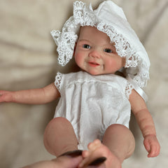 13" Vivienne Girl Reborn Doll Full Body Silicone Open Mouth Lace Hat Dress