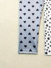 Girls Heart and Star Print Yoga Pants Slim Fit Leggings