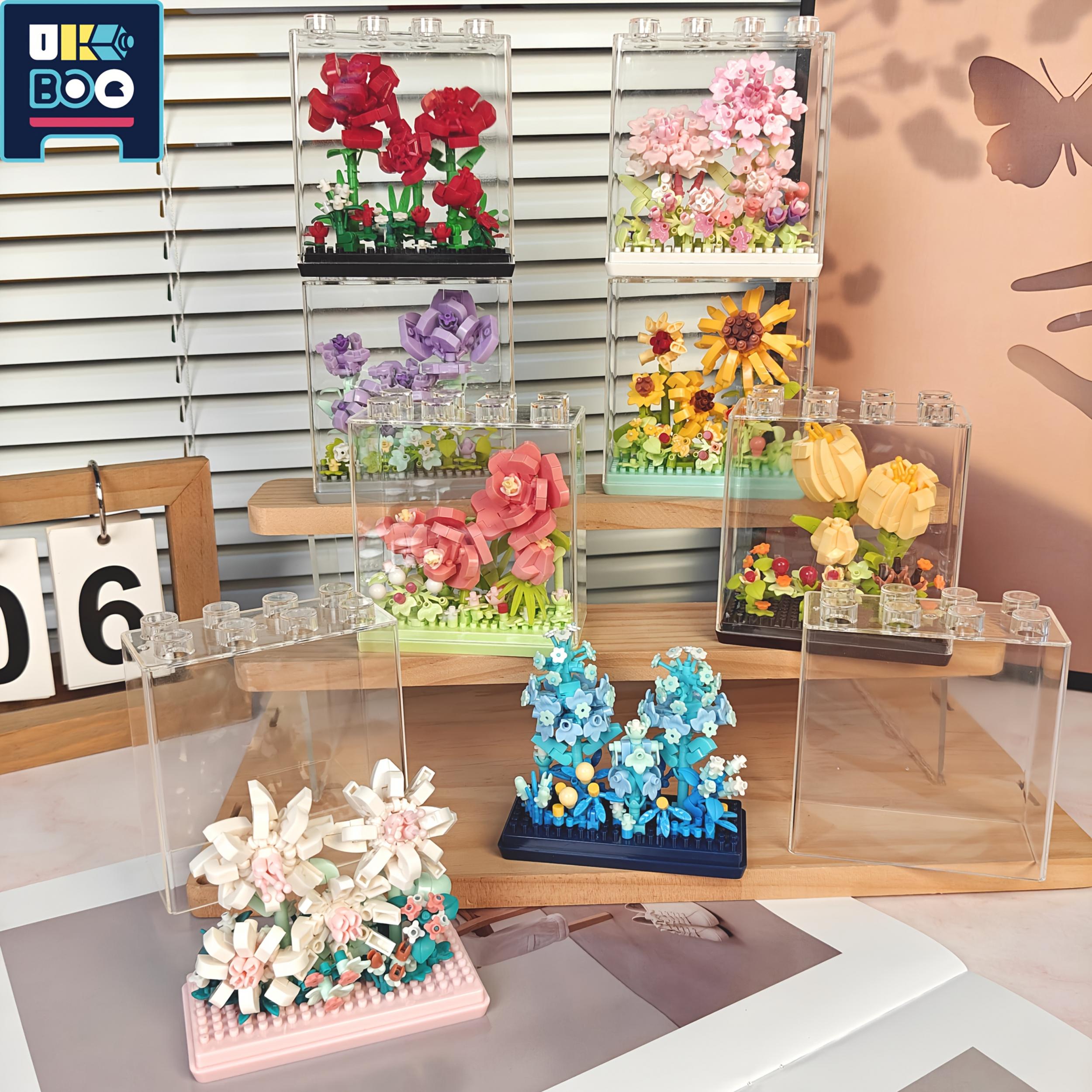 UKBOO 3D Flower Building Blocks Roses Bouquet Colorful Desktop Ornament