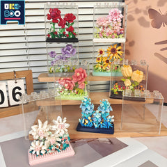 UKBOO 3D Flower Building Blocks Roses Bouquet Colorful Desktop Ornament