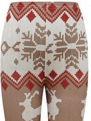 Christmas Snowflake & Deer Pattern Leggings