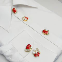 2pcs Christmas Shirt Button Covers - Santa Hat & Snowflake