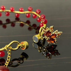 Red Bead Maple Leaf Bracelet for Girlfriend - Wedding Party Graduation Gift