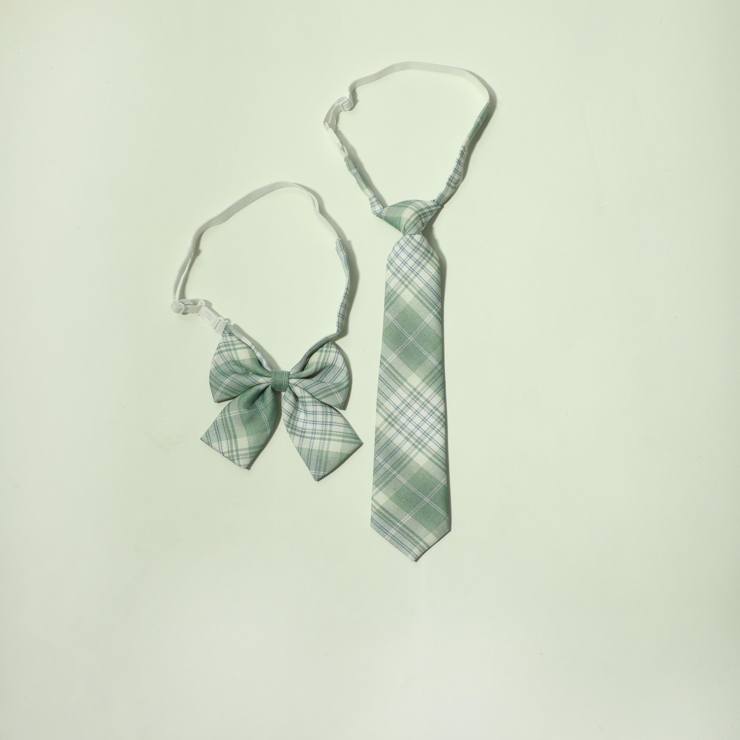 Green Plaid Bowtie Classic Women Casual Bow Tie Neck Tie
