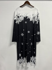 Christmas Dress Women's Plus Santa Claus Three Quarter Sleeve