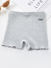 Girls Casual Letter Embroidery Short Leggings