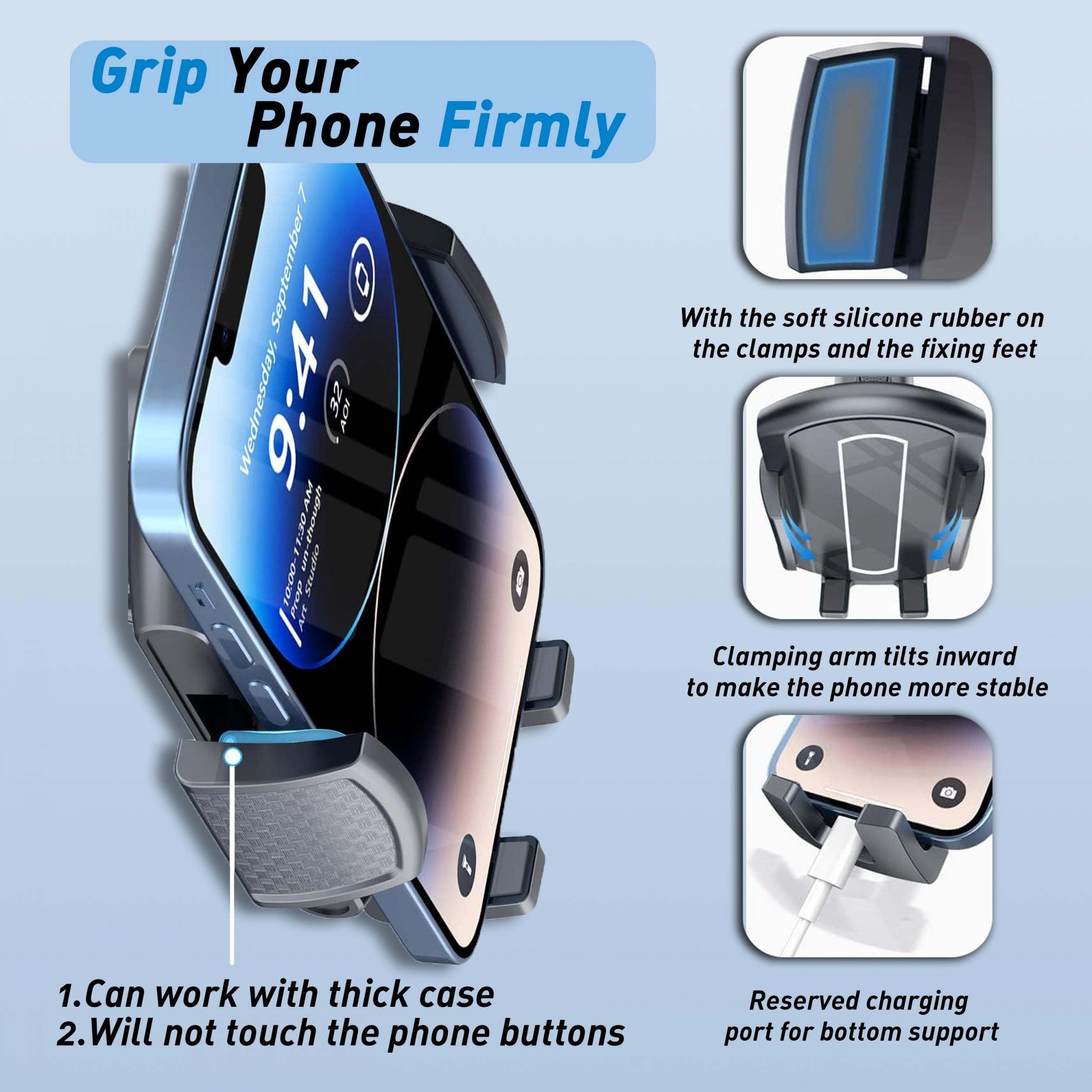 Adjustable Car Phone Mount 360 Rotation Universal Dashboard Holder