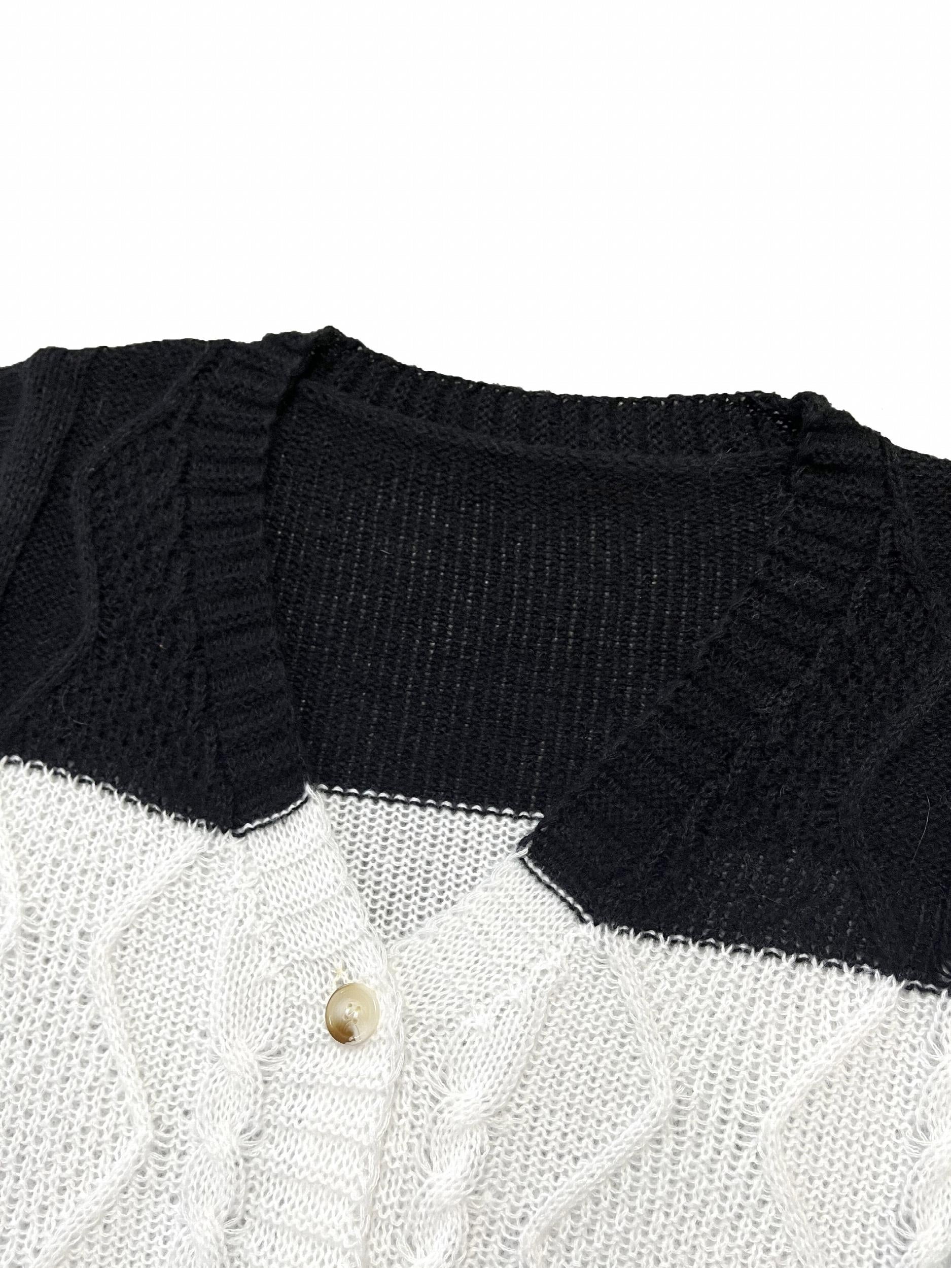 Colorblock Button Up Cardigan Long Sleeve