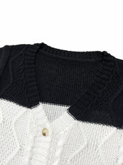 Colorblock Button Up Cardigan Long Sleeve