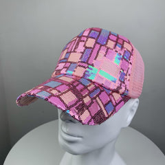 Casual Sequin Mesh Stitching Hat Sun Protection Comfortable Breathable Hat
