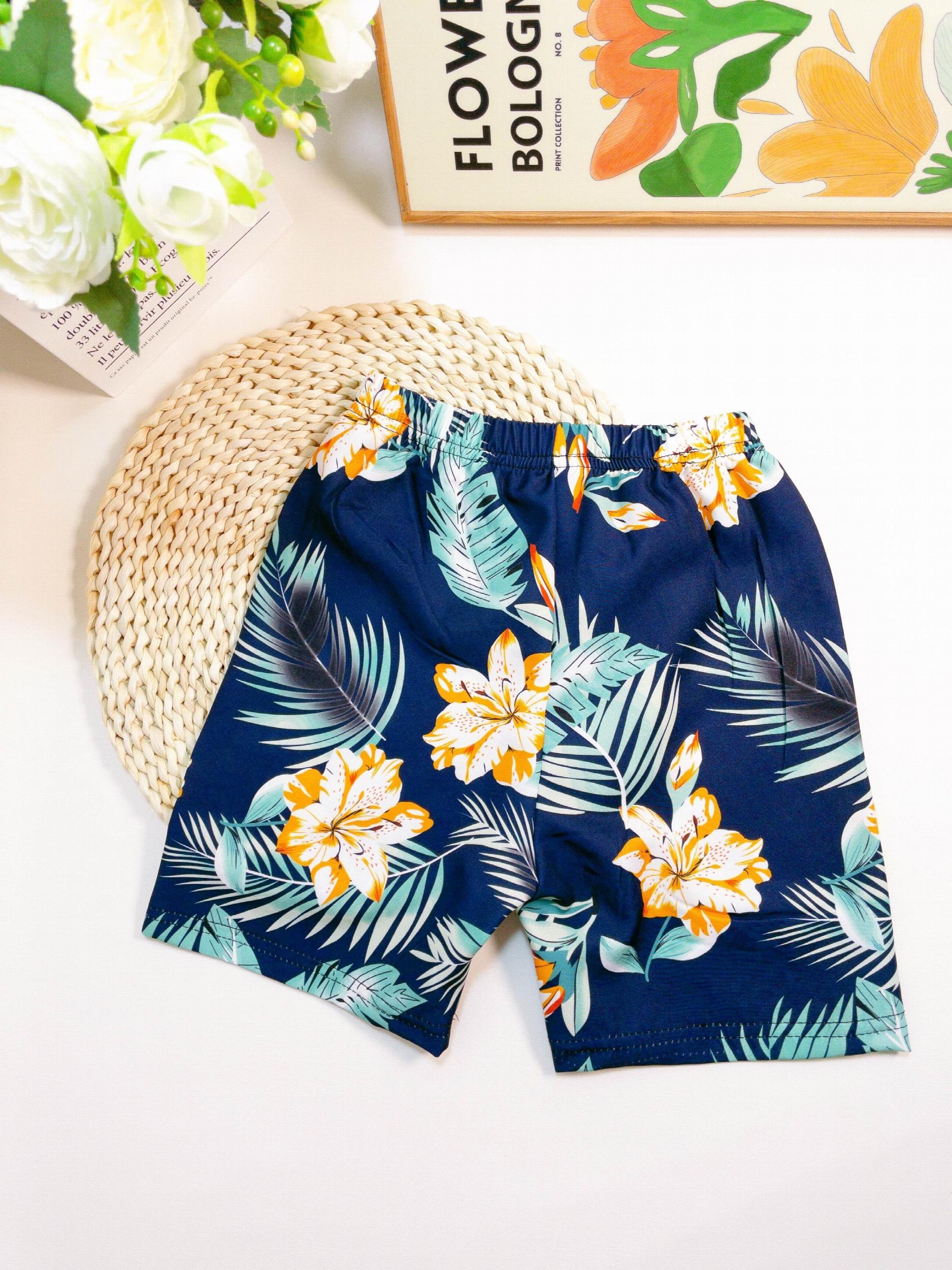 Boys Tropical Leaves Flower Shorts Swim Trunks