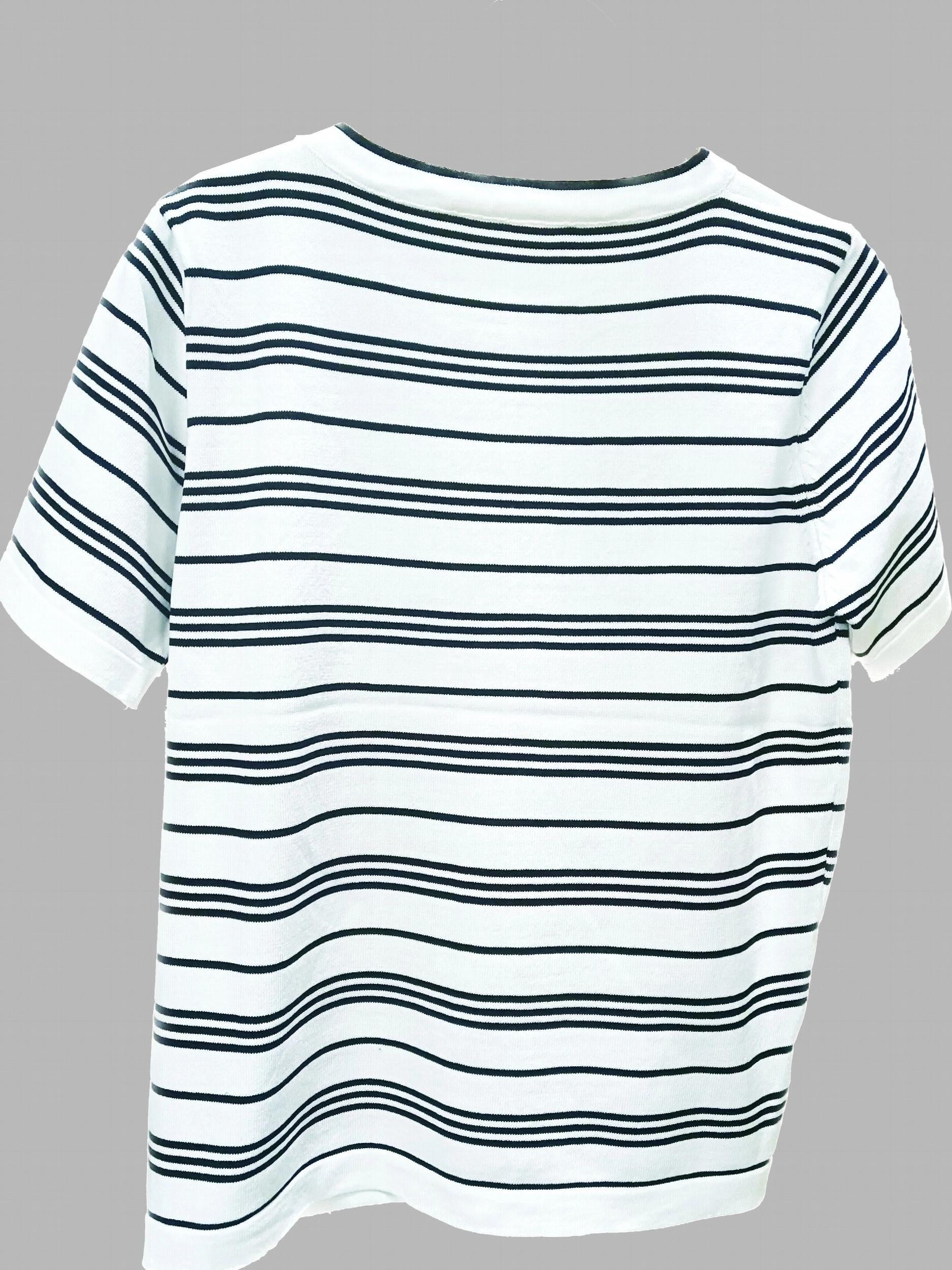 Striped Print Drawstring Knit Sweater Casual Short Sleeve Sweater