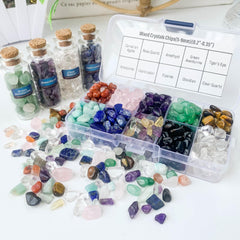 2LB 10 Rare Crystal Gem Collection Box Reiki Healing Wishing Bottle Inlay Wood A