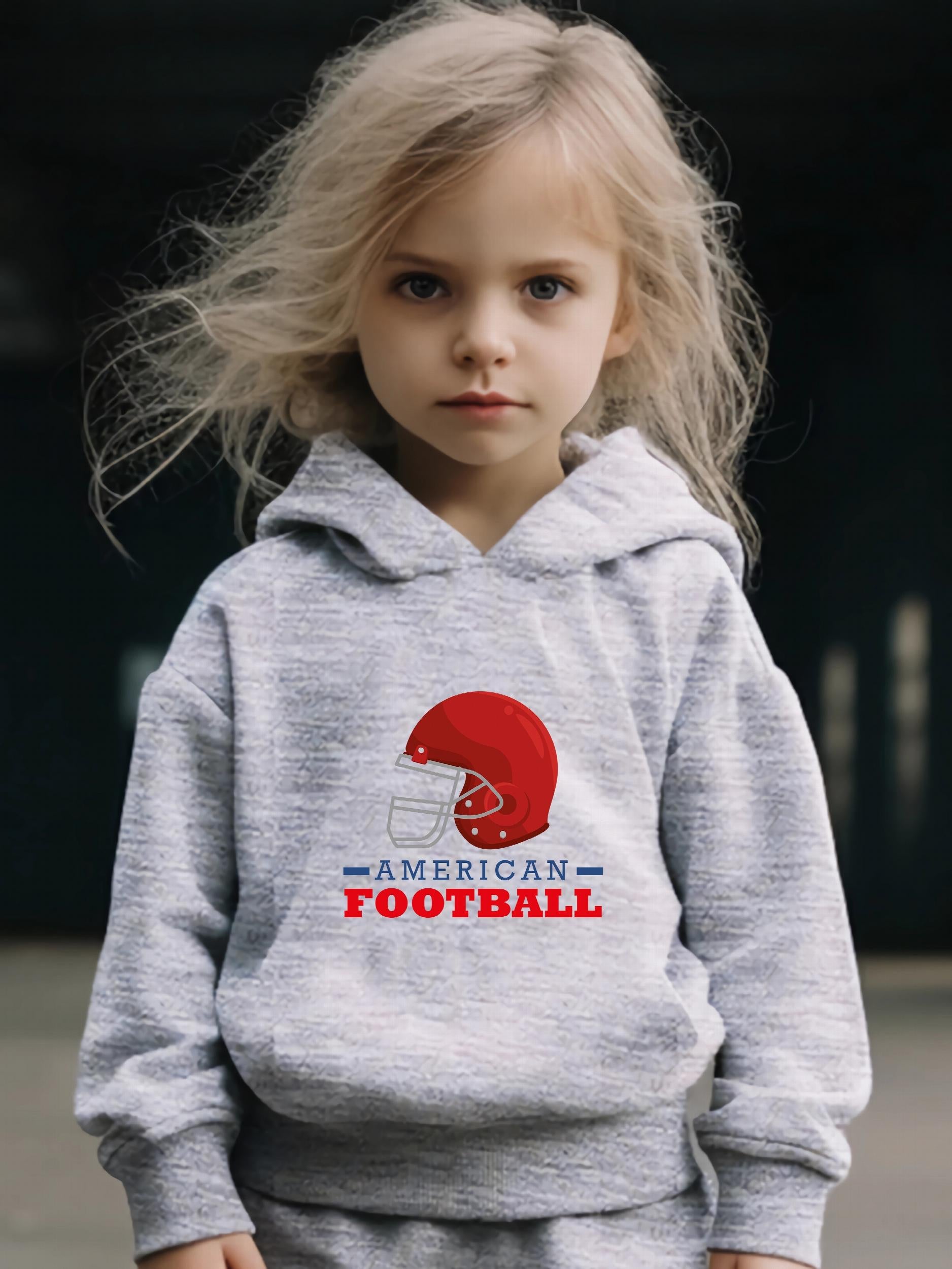 2pcs Helmet Print Girls Hoodies Jogger Pants Set For Sports
