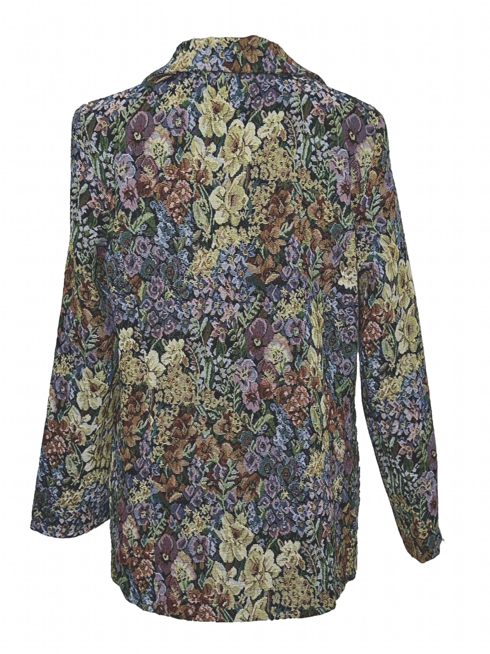 Floral Print Lapel Blazer Vintage Open Front Outerwear