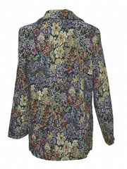 Floral Print Lapel Blazer Vintage Open Front Outerwear