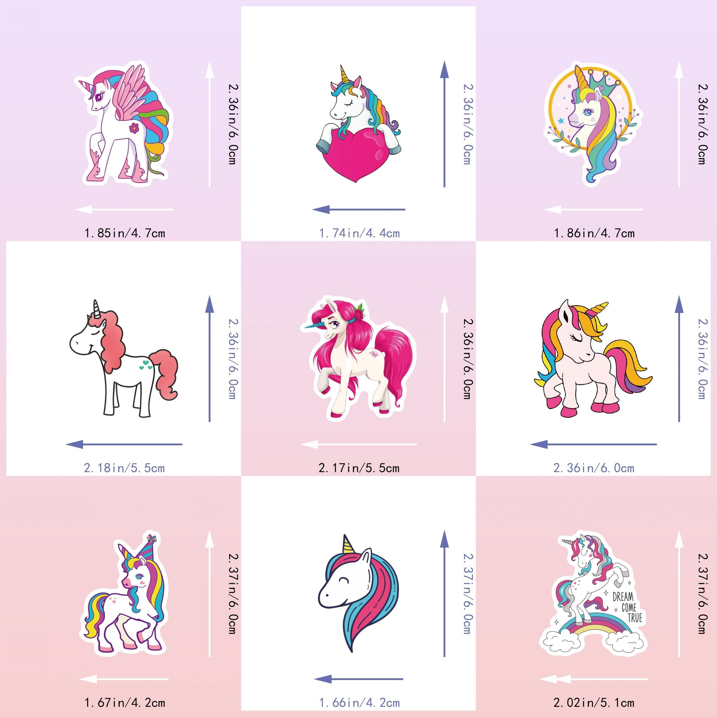 100pcs Rainbow Horse Cartoon Unicorn Stickers