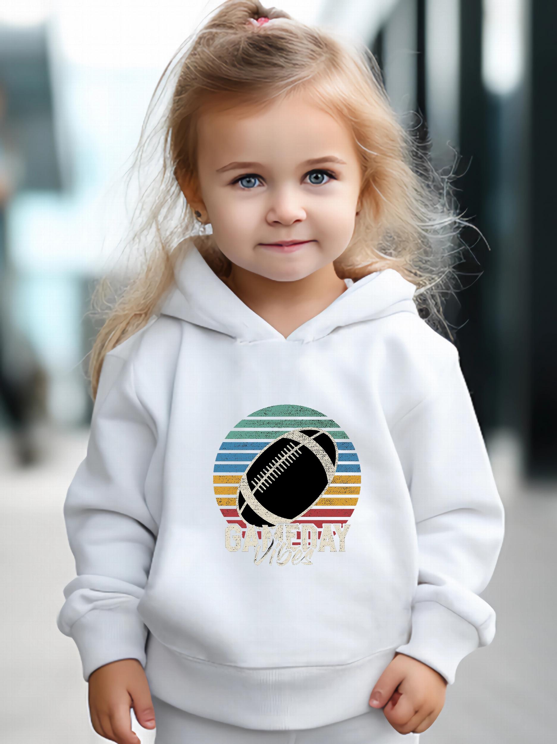 2pc Rugby Print Girls Hoodies Jogger Pants Set for Sports