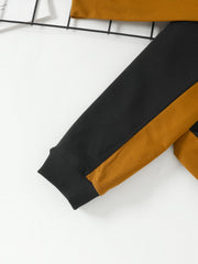 2pcs Baby Boys Splicing Pullover Round Neck Long Sleeve Sweatshirt & Pant Set