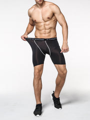 Men's Solid Pocket Compression Shorts Active Quick Drying Sports Pants