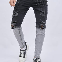 Mens Gradient Slim Fit Ripped Jeans