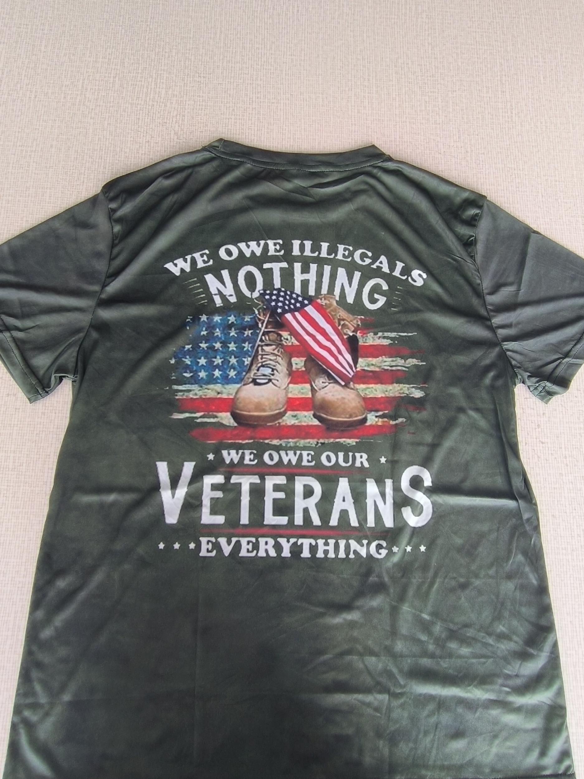 Men's American Veteran Print Tee Mid Stretch Crew Neck T-shirt