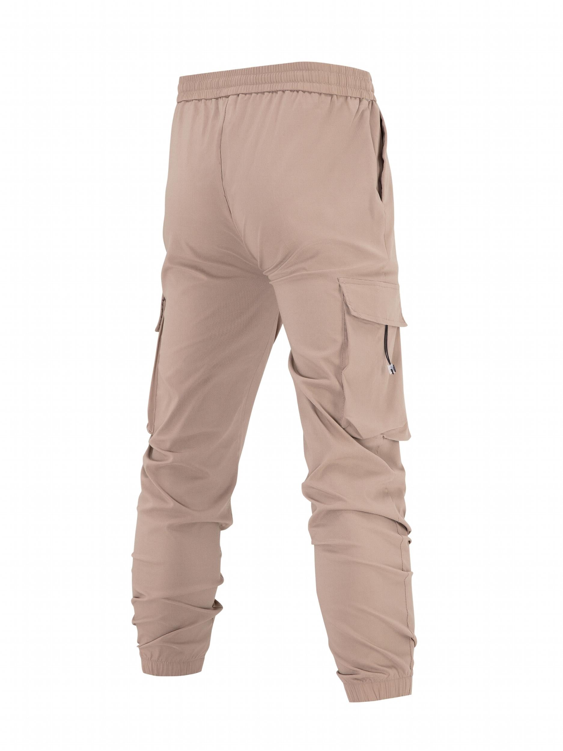 Checkerboard Lightning Print Cargo Pants Men's Drawstring Joggers