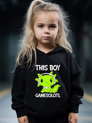 Green Animal Pattern Long Sleeve Hooded Sweatshirt Girls Comfy Hoodies Pullover