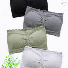 4pcs Strapless Bandeau Bras Soft Stretch Women's Lingerie