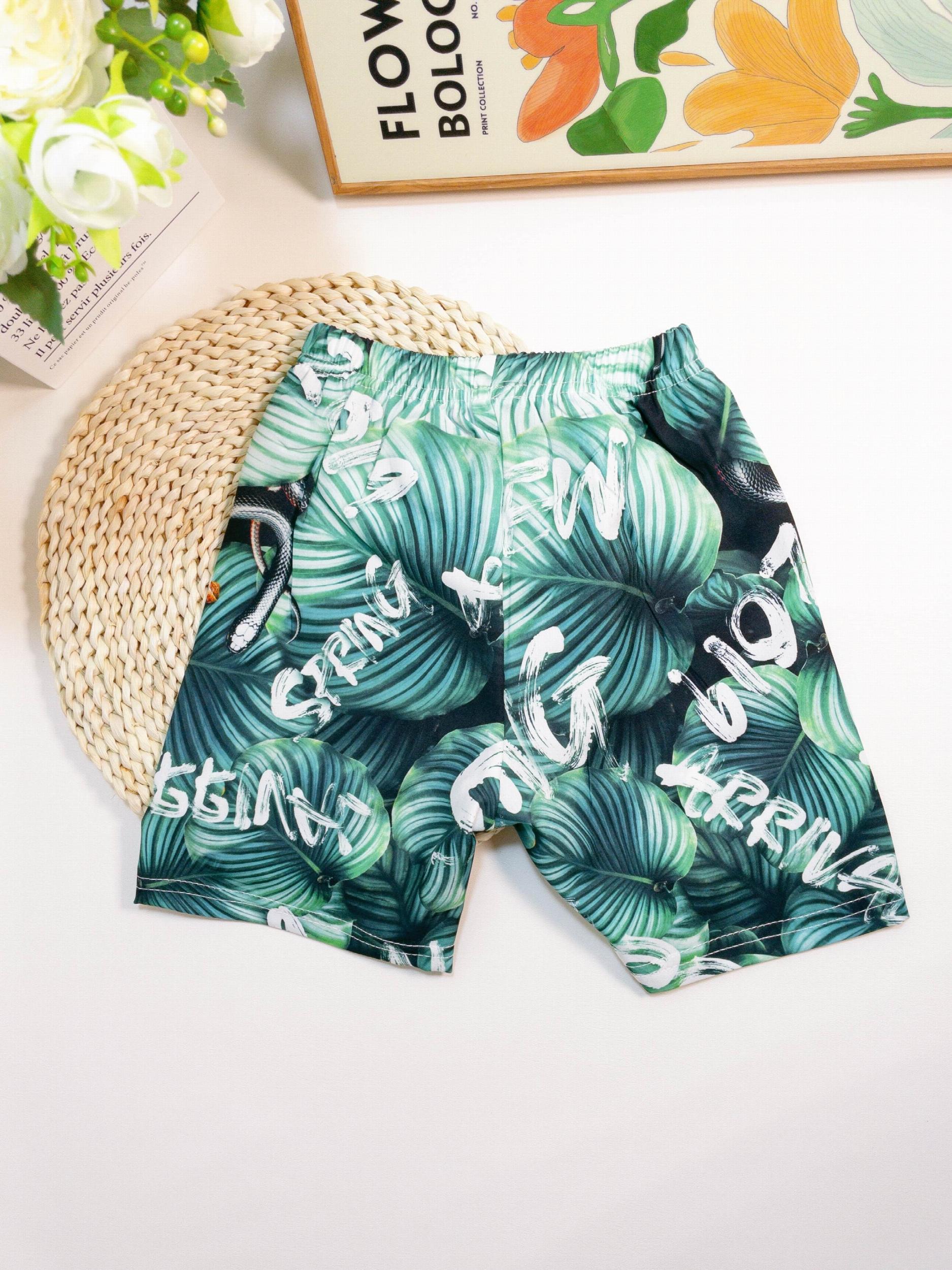 Boys Tropical Leaves Flower Shorts Swim Trunks