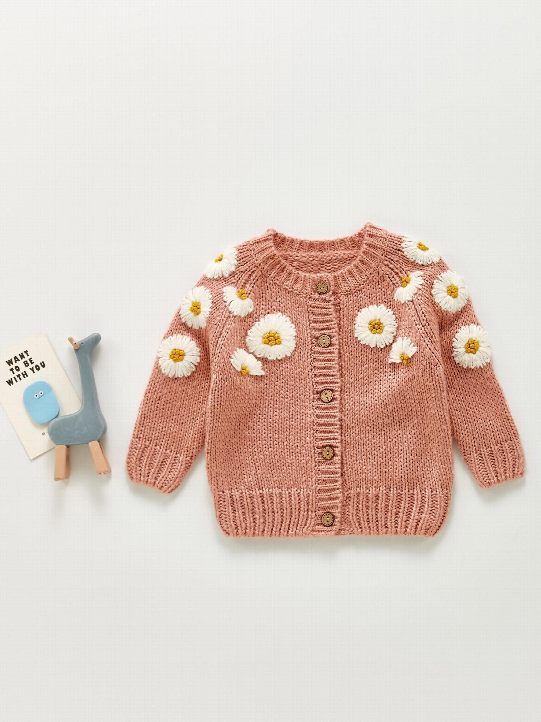 Newborn Baby Girls Knit Cardigan Sweater Infant Button Down Cotton Sweater