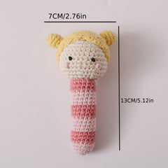 Crochet Rattle Toy Soft Nylon Blend Animal Yellow Pink Stripes