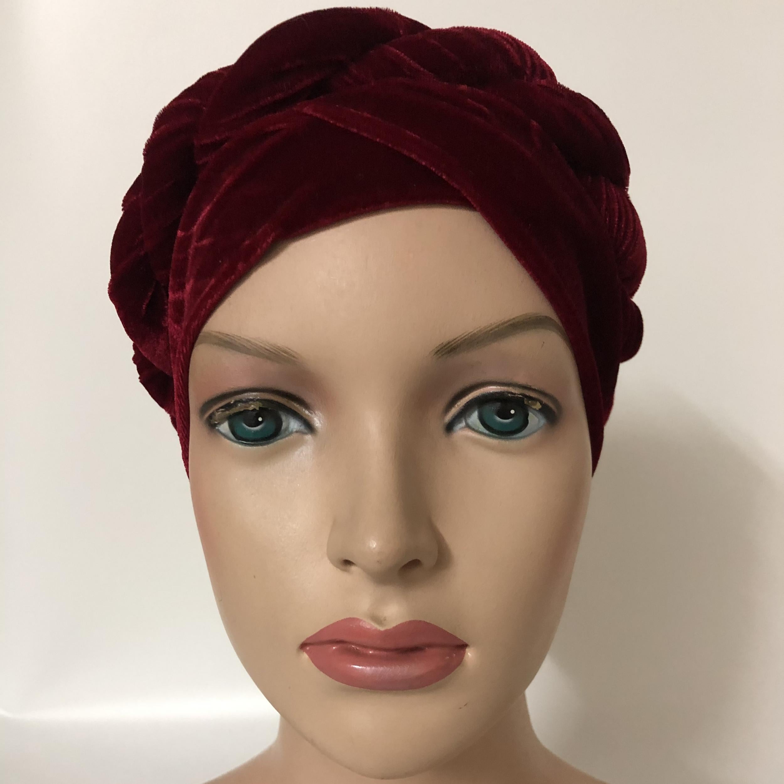 Velvet Braided Turban Cap Head Wrap Elastic Bonnet Chemo Hats