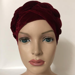 Velvet Braided Turban Cap Head Wrap Elastic Bonnet Chemo Hats