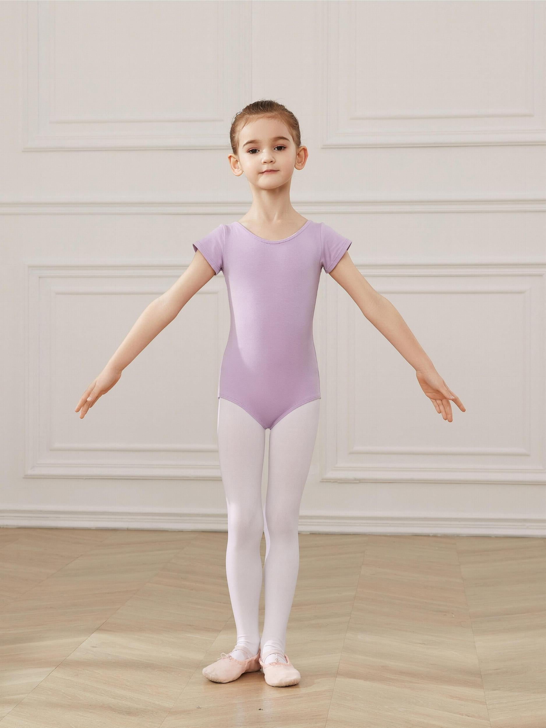 Short Sleeve Cotton Ballet Leotard for Girls