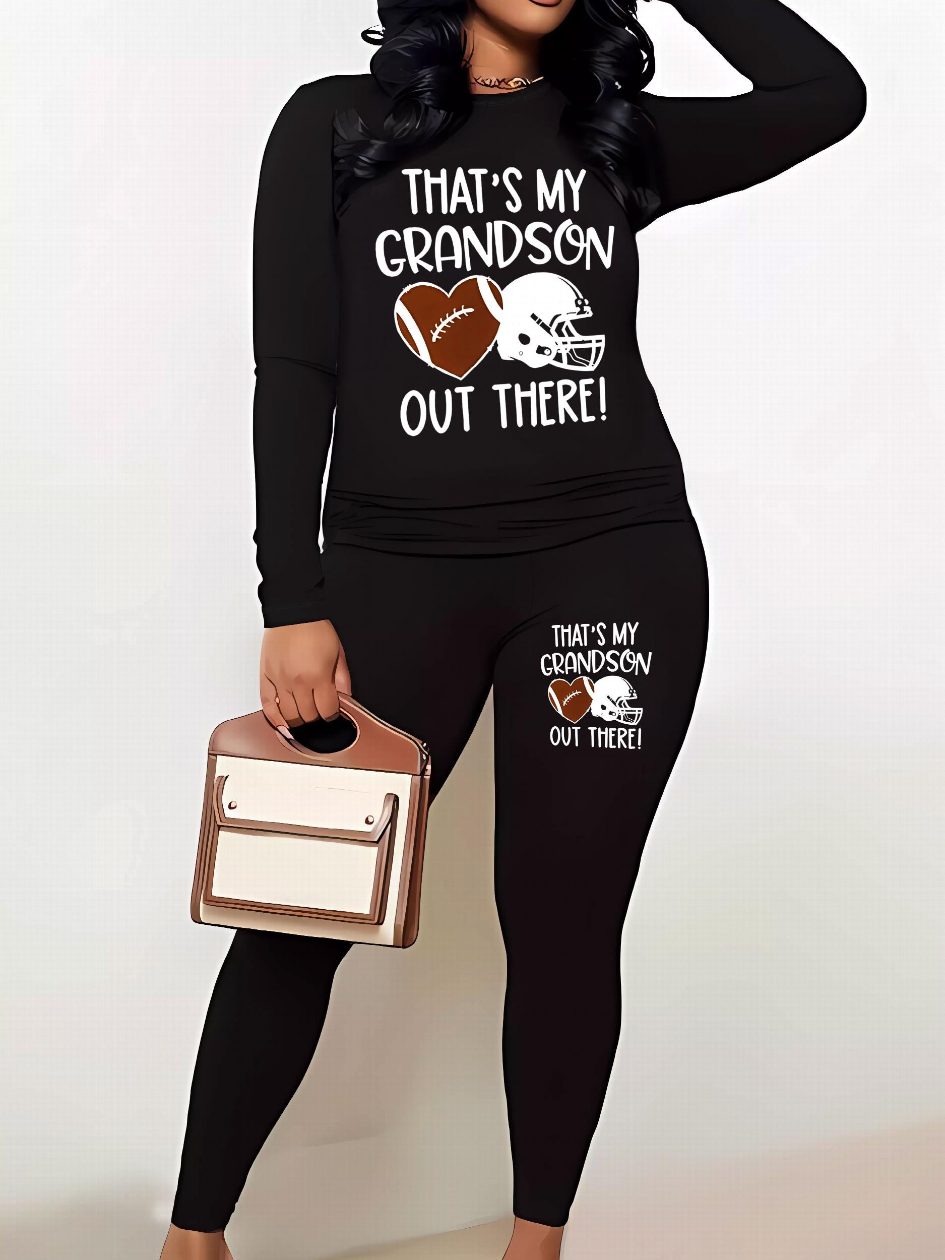 Slogan Print Top & Leggings Set
