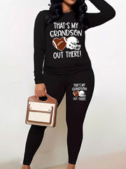 Slogan Print Top & Leggings Set