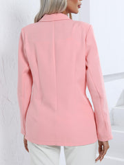 Basic Blazer Women's Plus Solid Double Button Long Sleeve Blazer