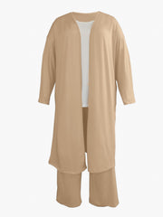 Casual 3-Piece Set: Solid Tank Top, Pants & Cardigan