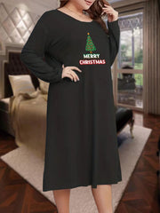 Christmas Nightdress Women's Christmas Tree Print Long Sleeve