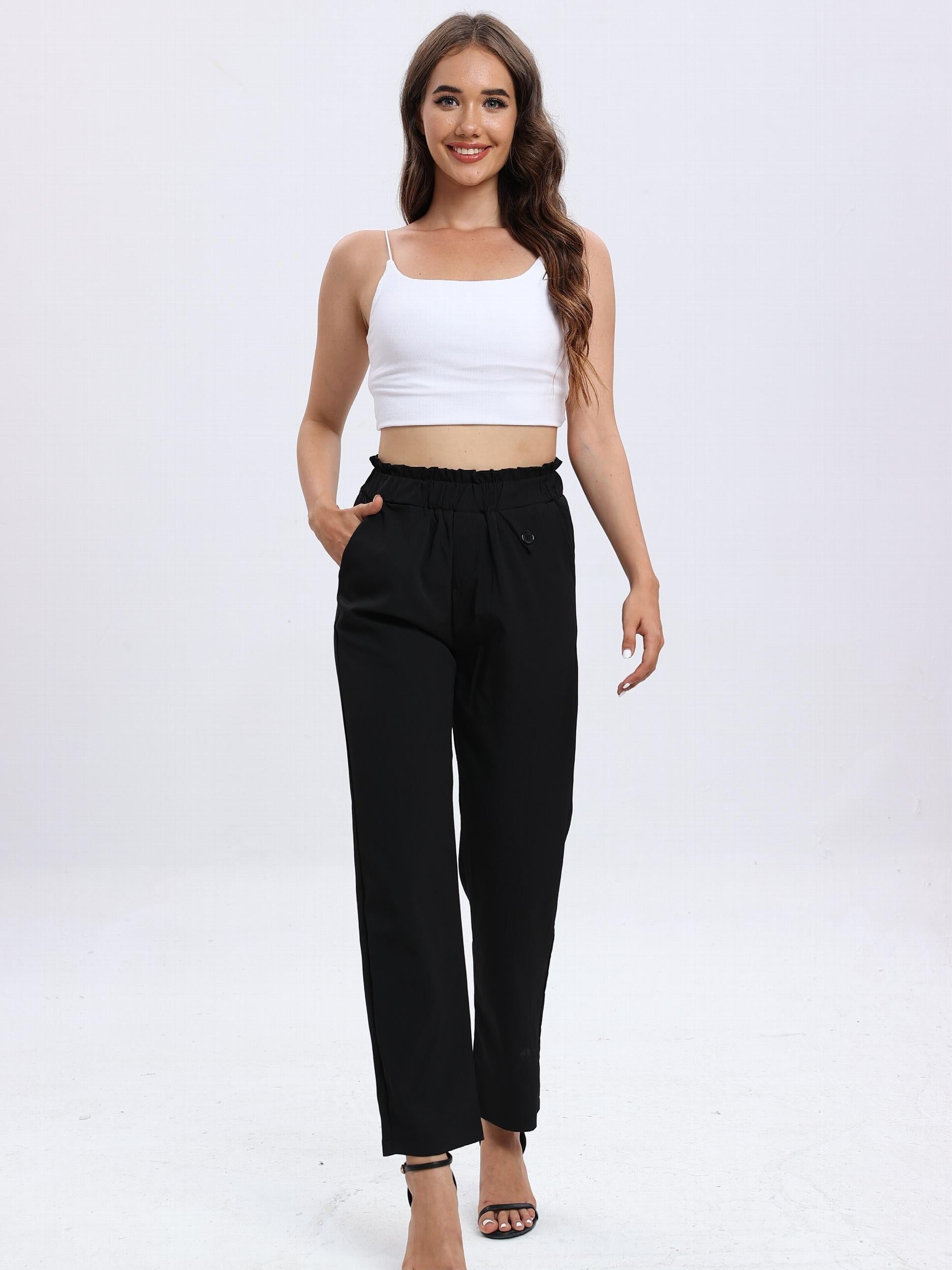 Paper Bag Waist Tapered Pants for Women
