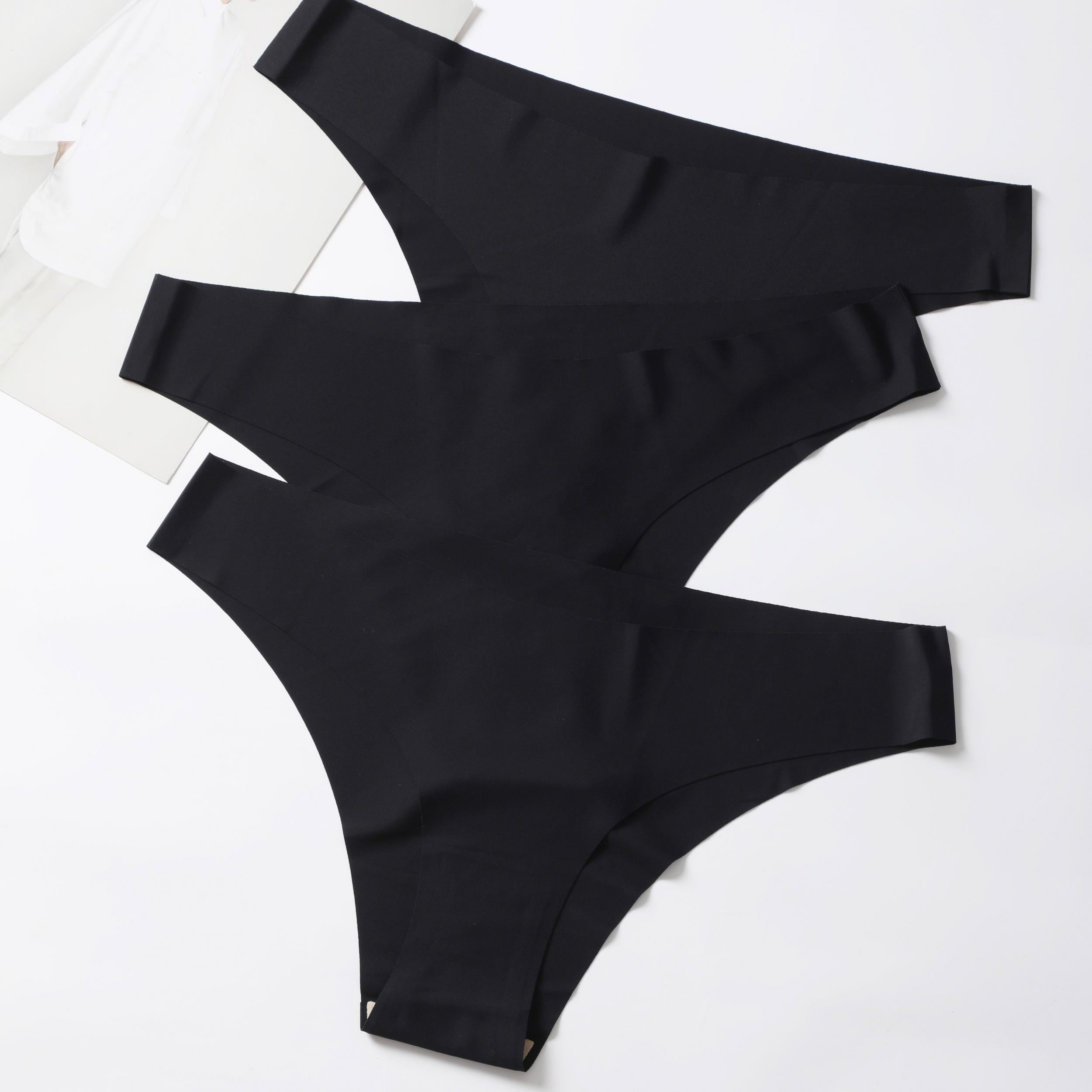 3 Pack Plus Size Seamless Briefs Set Cooling Fabric Solid 3pcs