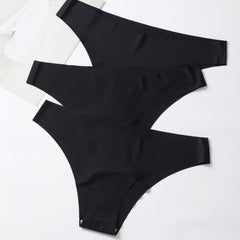 3 Pack Plus Size Seamless Briefs Set Cooling Fabric Solid 3pcs