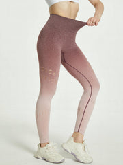 Gradient Hollow Fitness High Waist Yoga Leggings
