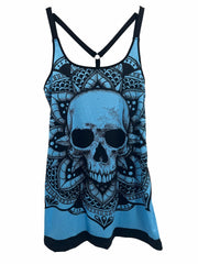 Skull & Graphic Print Tank Dress for Happy Halloween Women's Clothing