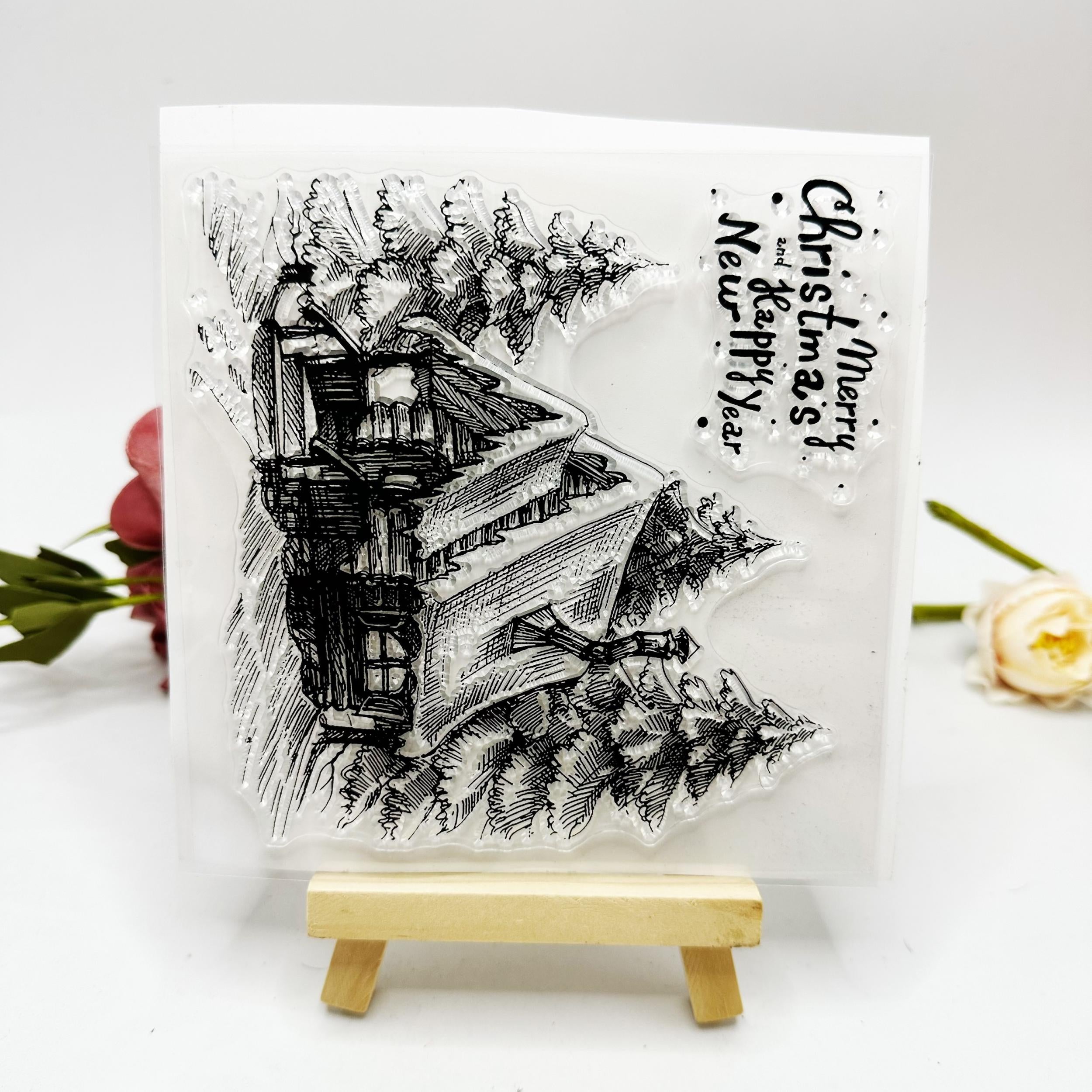 Christmas House Transparent Stamp for Card Making Decor