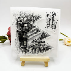 Christmas House Transparent Stamp for Card Making Decor
