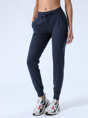 Stretchy Drawstring Running Pants Casual Joggers with Pocket