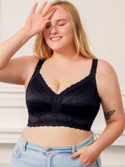 Plus Size Full Cover Wireless Lace Bra