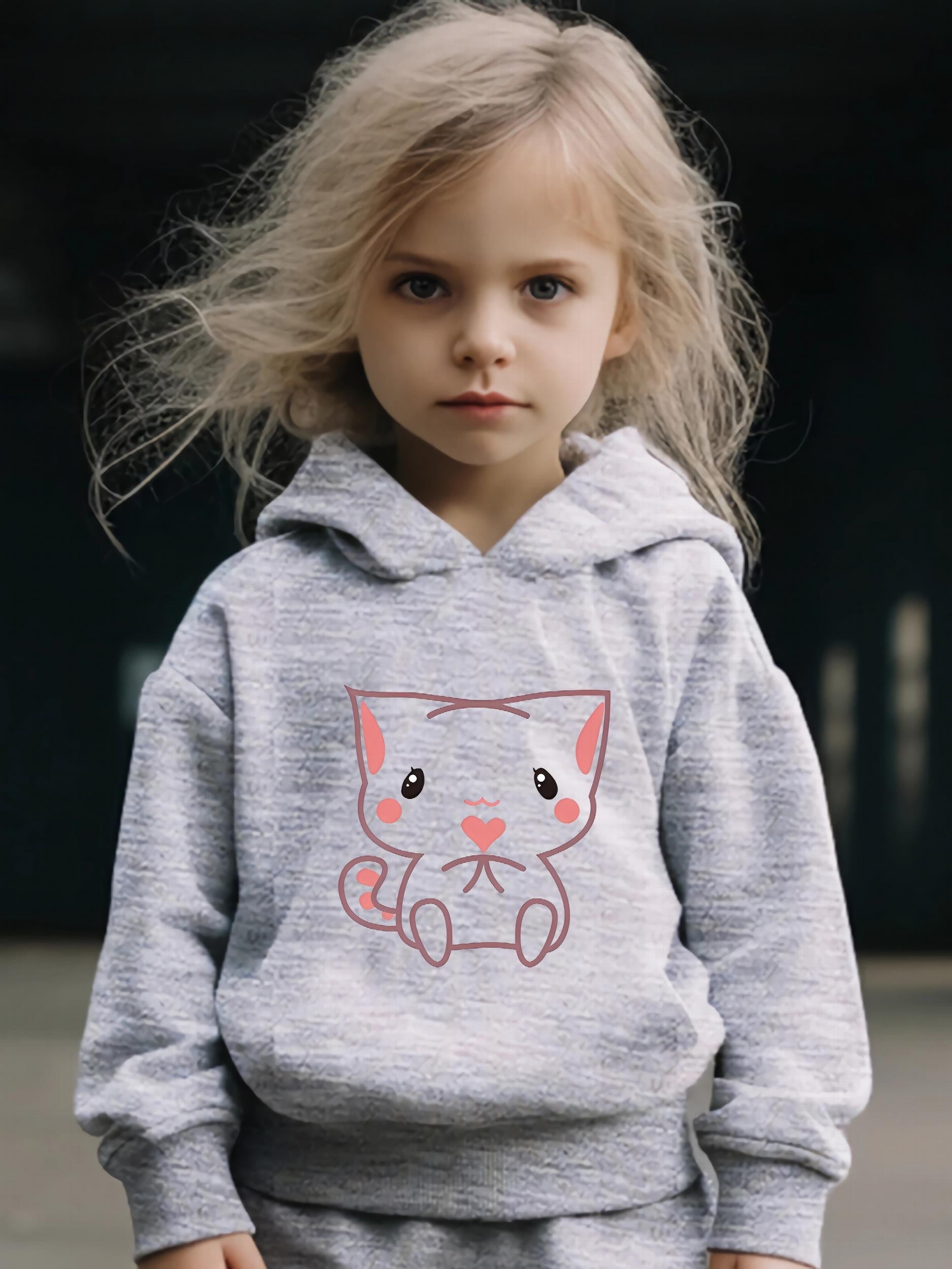 Cat Pattern 2pcs Activewear Sets Girls Comfy Outfits For Sports Running Gift